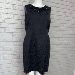 ISADORA Collection Women Sleeveless Embellished Black Damask Sheath Dress Size 1